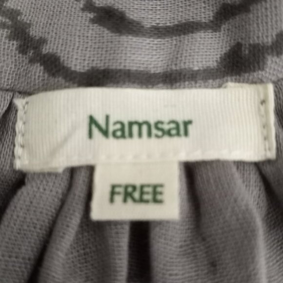 Namsar Maxi Dress OS Gray Print 100% Cotton Adjustable Spaghetti Strap - Picture 7 of 8